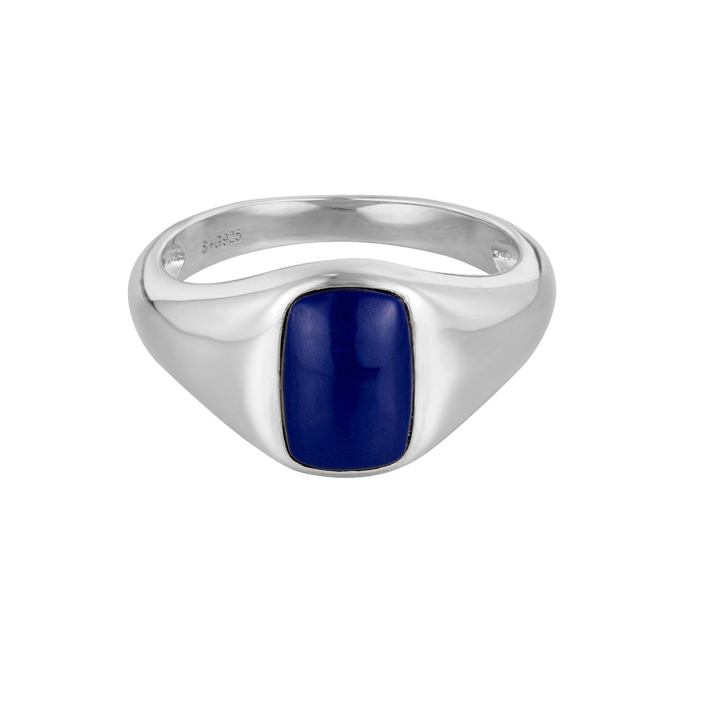Sterling Silver Lapis Lazuli Signet Ring (Mens)