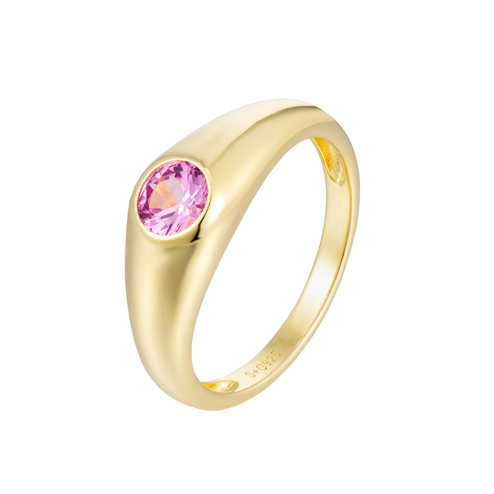 gold vermeil pink bezel ring - seol gold