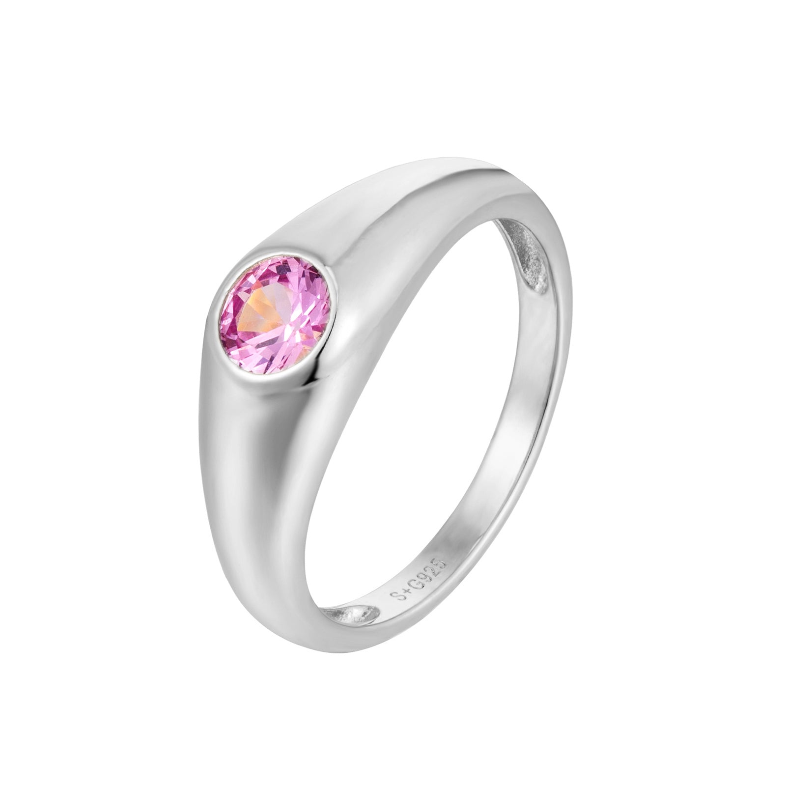Seol Gold - Pink CZ Bezel Ring