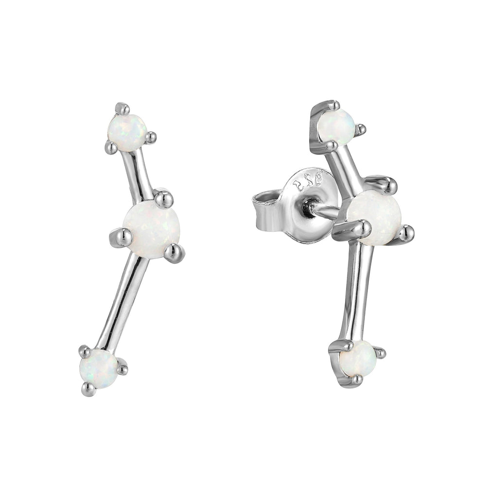 Sterling Silver Opal Climber Studs