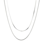 Sterling Silver Square Snake & Box Chain Set