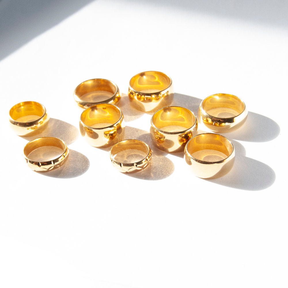 Chunky Diamond Cut Band Ring - seol-gold