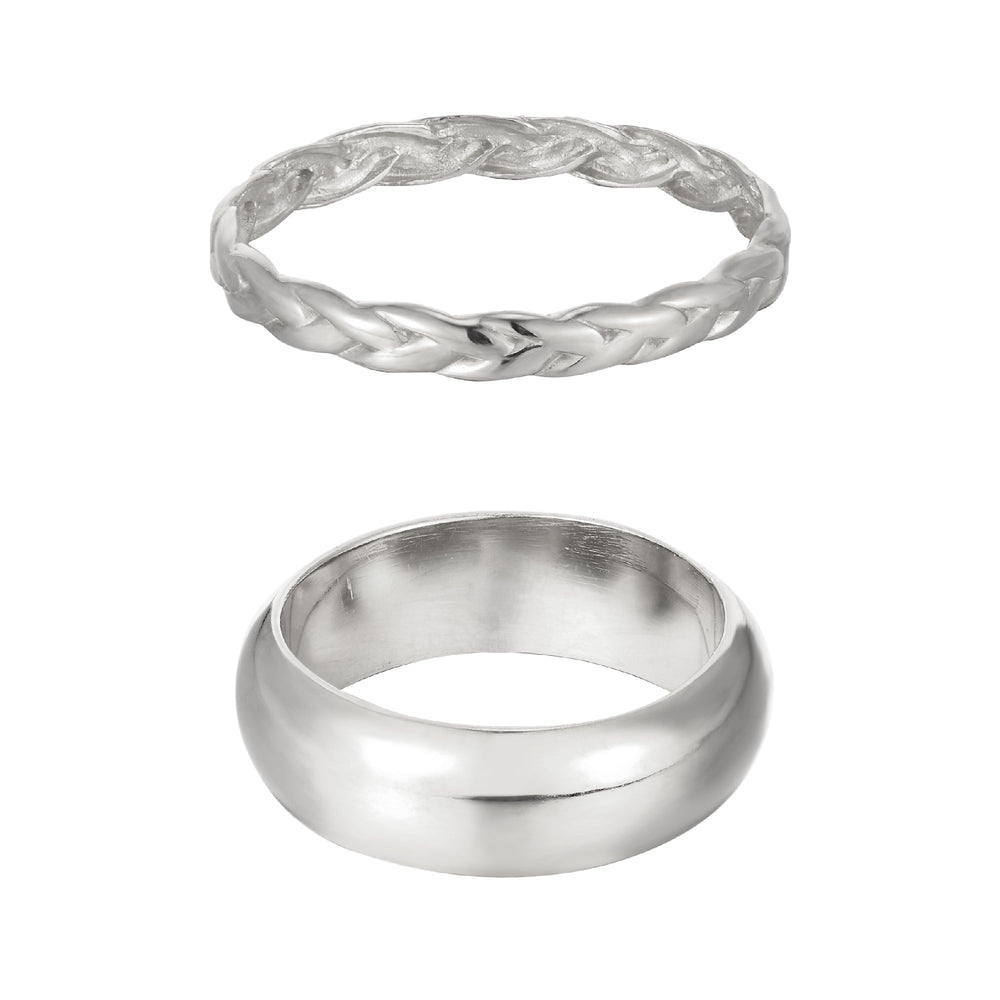 Sterling Silver Cigar & Rope Ring Set