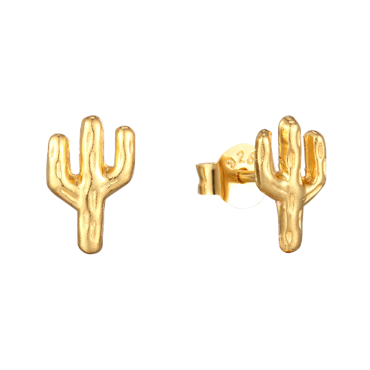 18ct Gold Plated Tiny Cactus Stud Earrings