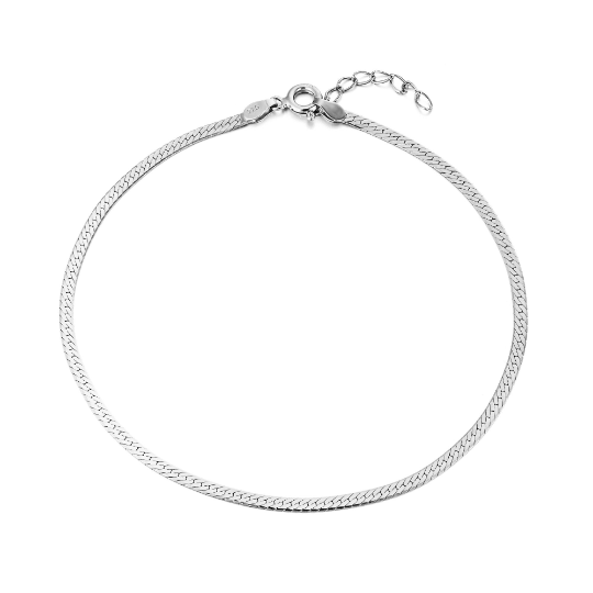 Silver herringbone ankle chain - seol-gold