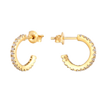 18ct Gold Vermeil CZ Half hoop stud earrings
