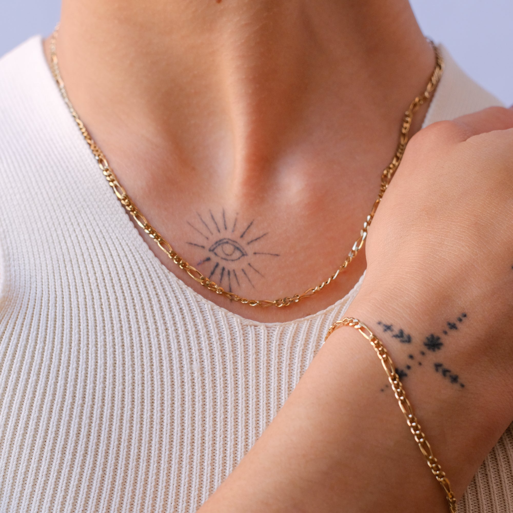figaro chain and bracelet - seolgold