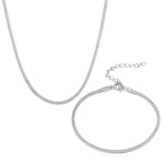 Sterling Silver Flat Snake Chain & Bracelet Set