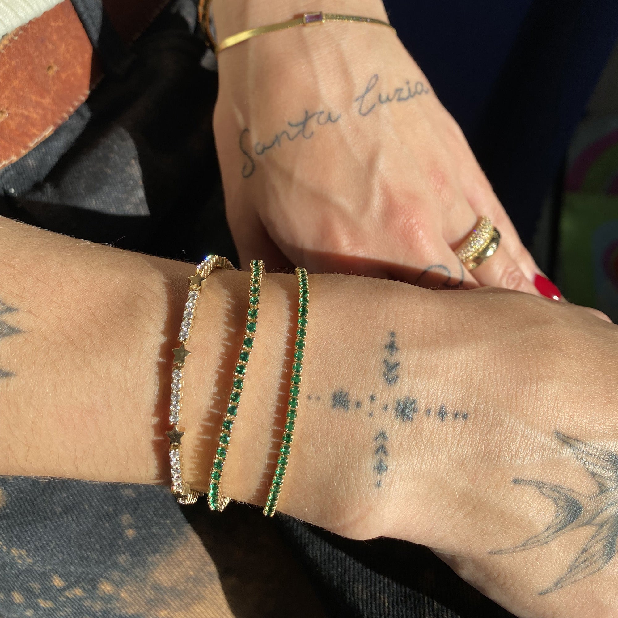 Seol Gold - Emerald CZ Tennis Bracelet