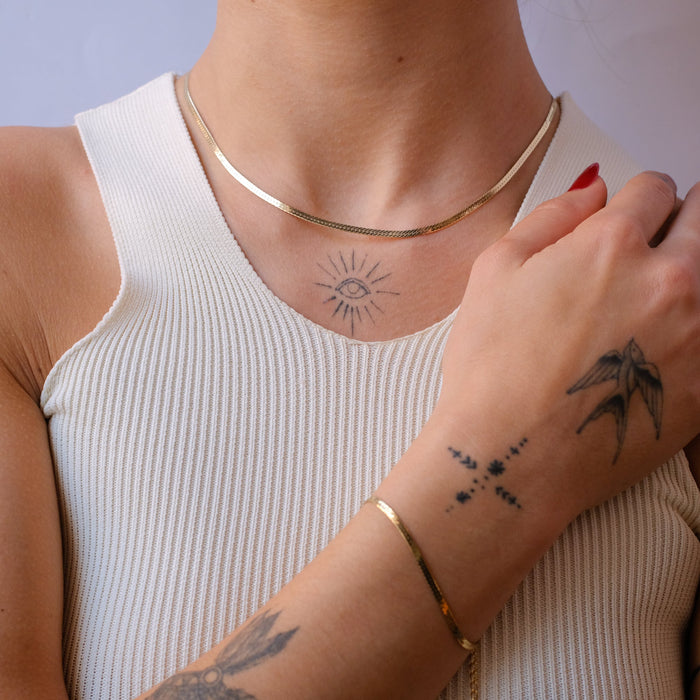 herringbone chain and bracelet set - seolgold