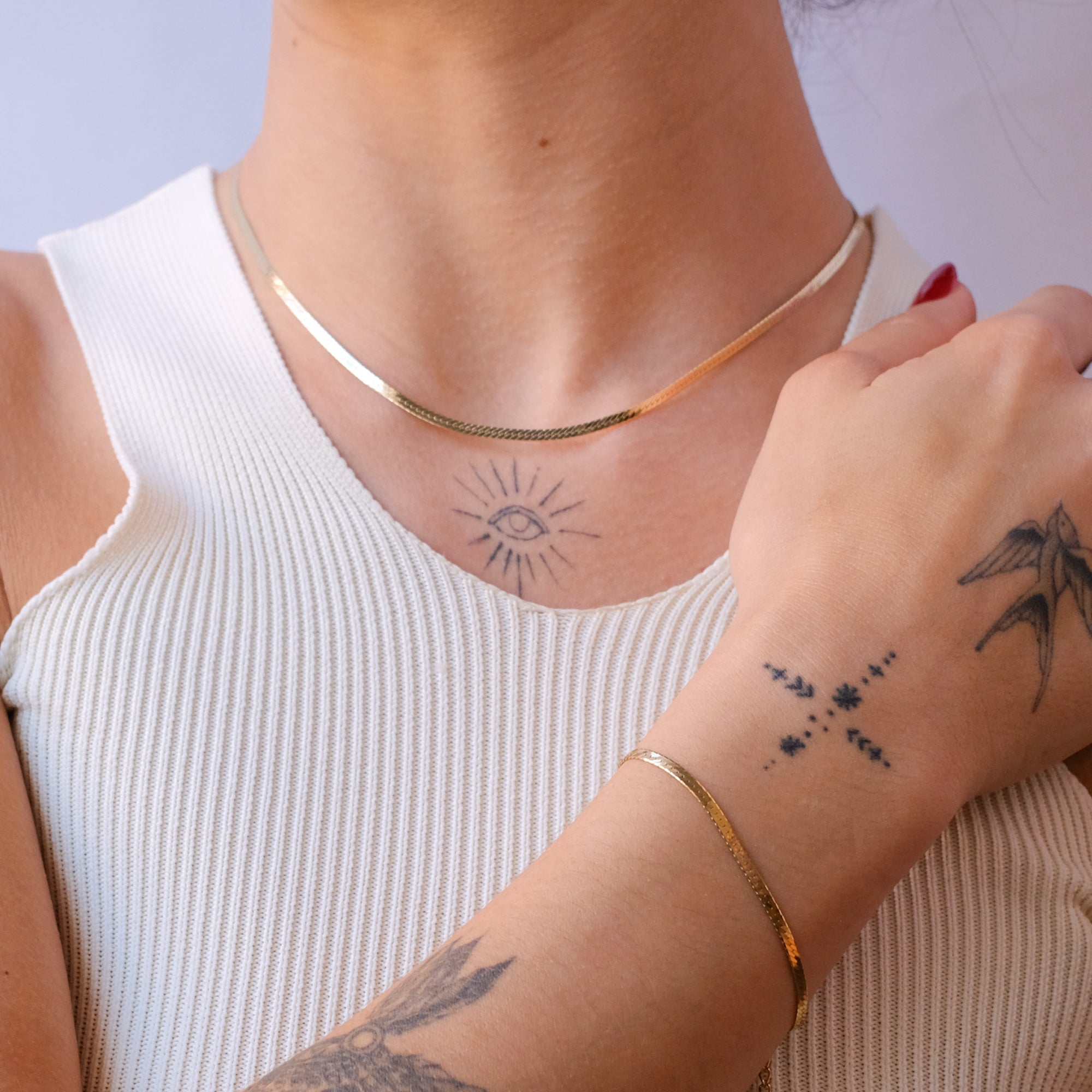 herringbone chain and bracelet set - seolgold