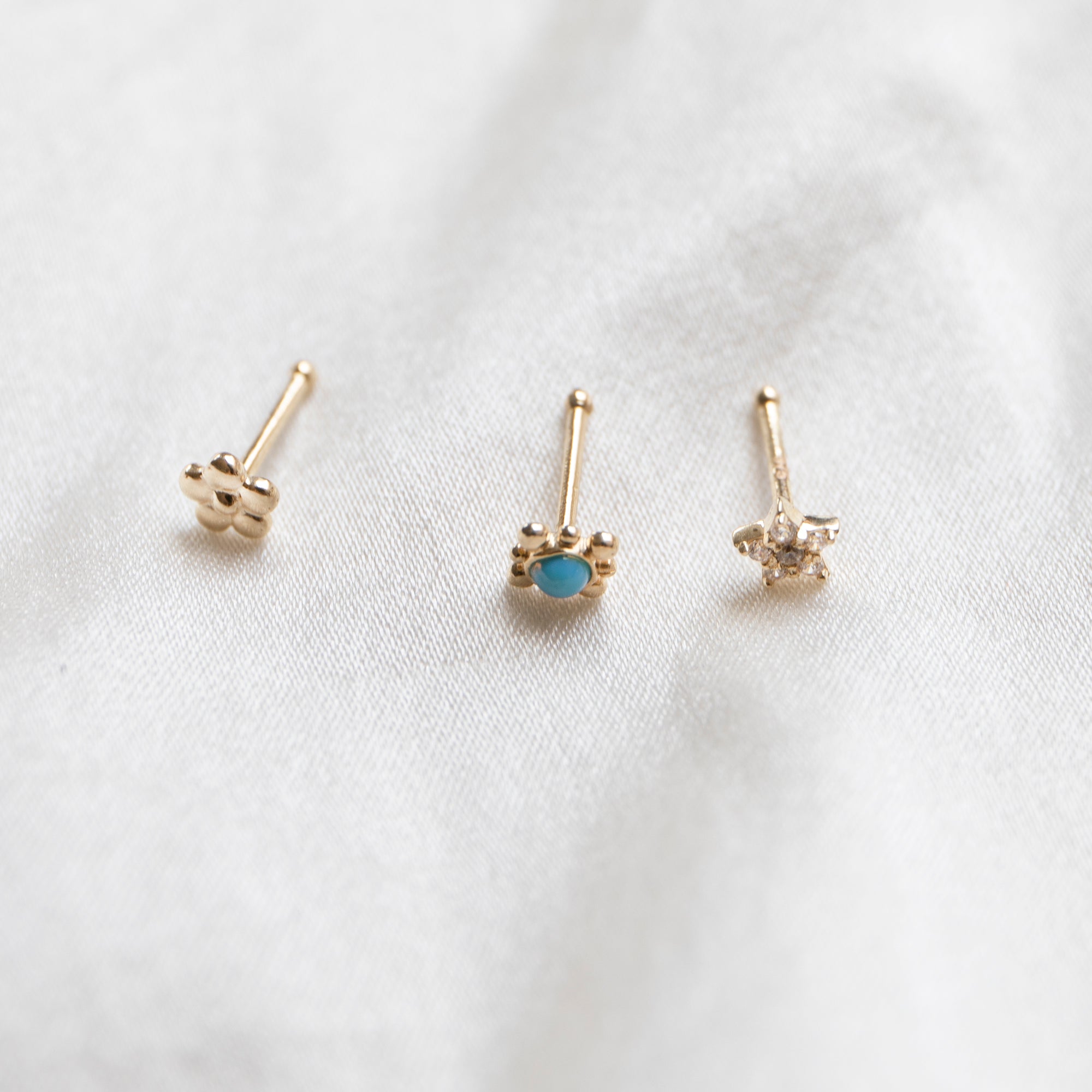 9ct gold turquoise nose stud - seol gold