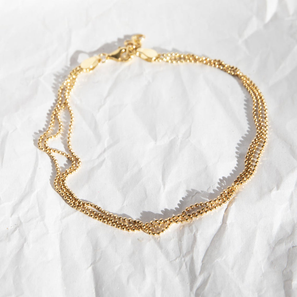 triple bead anklet - seol gold