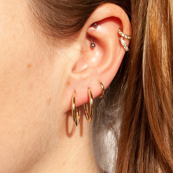 9ct Solid Gold Huggie Hoop Earrings - seol-gold