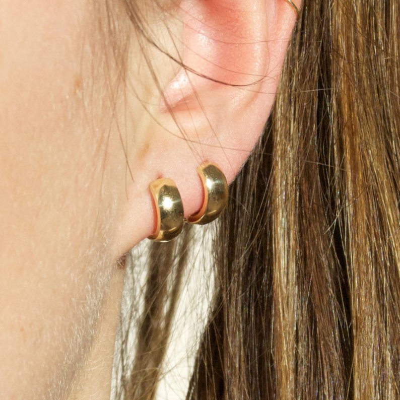 18ct Gold Vermeil Tiny Thick Huggie Earrings - Main Image