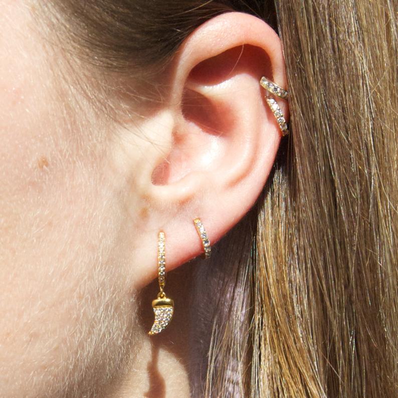 gold cz charm earring - seol-gold