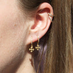Cross Charm CZ Hoop Earrings - seol-gold