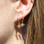 North Star CZ Charm Hoop Earrings - seol-gold