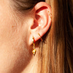 gold pearl shell hoop earrings - seolgold