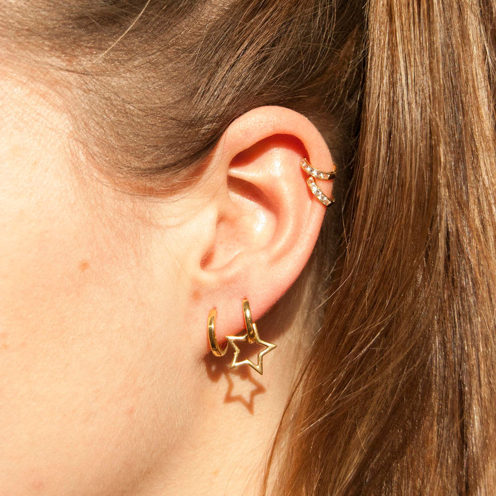 Star Huggie Earrings - seol-gold