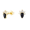 18ct Gold Vermeil Onyx CZ Cluster Stud Earrings