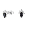 Sterling Silver Onyx CZ Cluster Stud Earrings