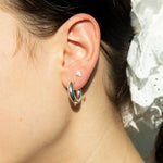 CZ Baguette Pearl Stud Earrings Sterling Silver - seol gold