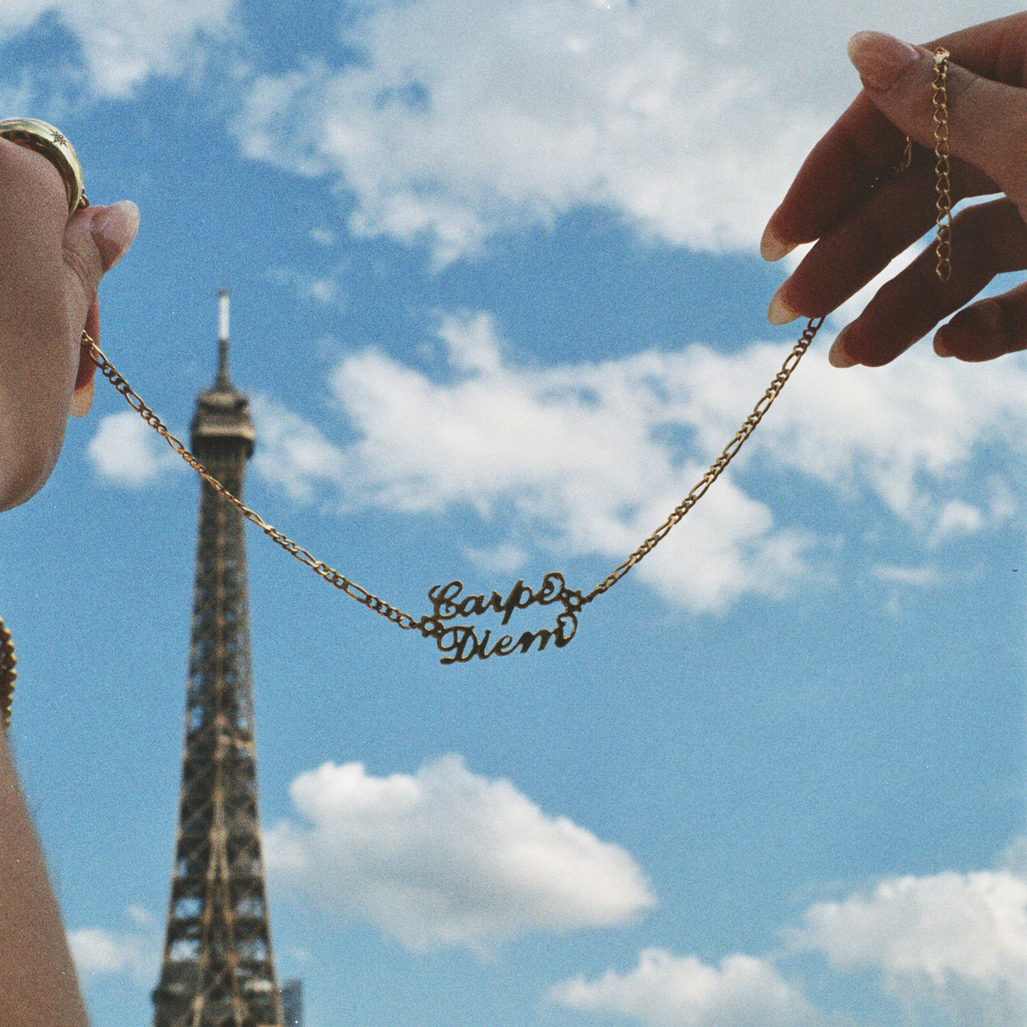 18ct Gold Vermeil Carpe Diem Figaro Necklace - seolgold