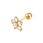 18ct Gold Vermeil CZ Flower Barbell Stud Earring