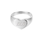Sterling Silver Engravable Chunky Heart Signet Ring