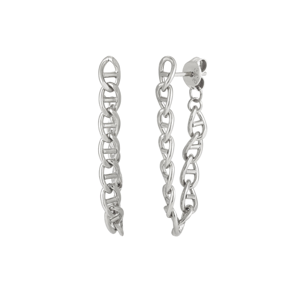 Sterling Silver Mariner Chain Stud Earrings