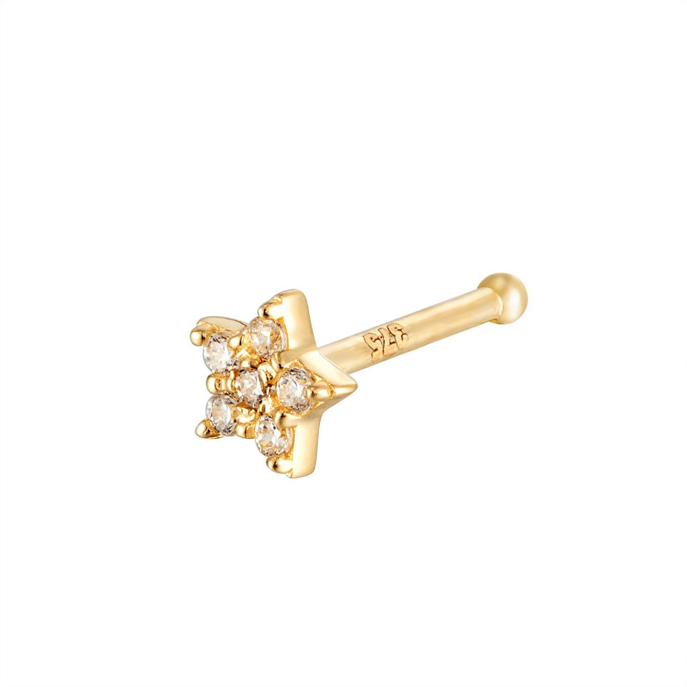 9ct Solid Gold Pave Star Nose Pin