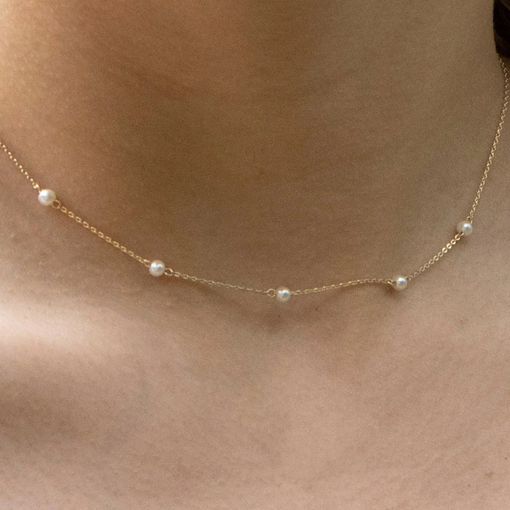 9ct Solid Gold Pearl Beaded Necklace