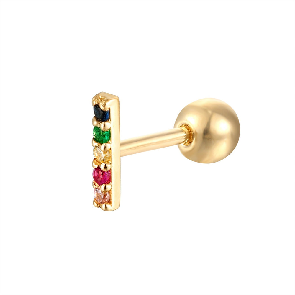 9ct Solid Gold Rainbow Barbell Stud