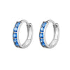 A pair of sterling silver cage hoop earrings with blue sapphire stones - seolgold