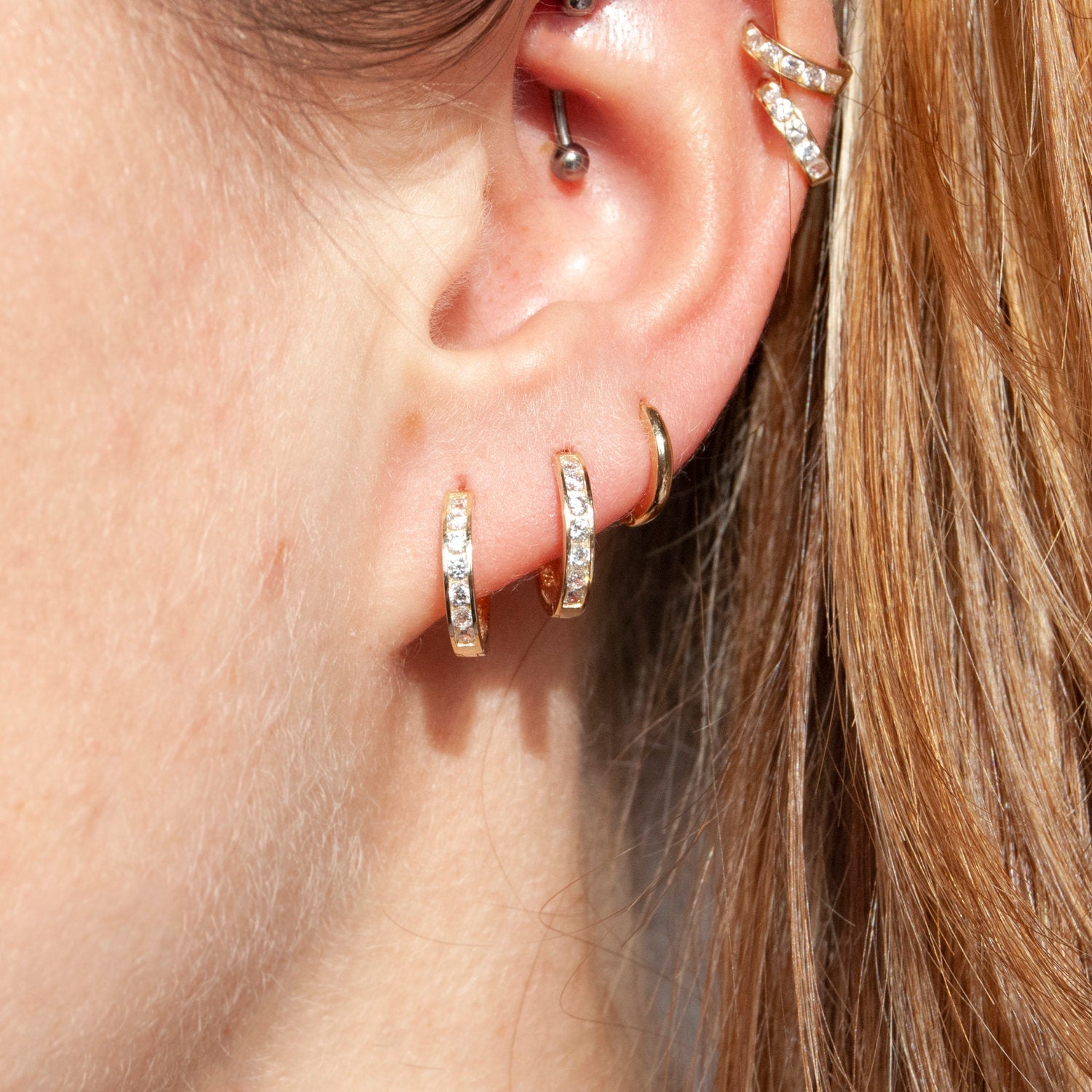 CZ hoop earring- seol-gold