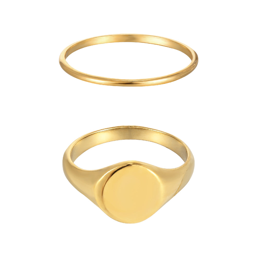 18ct Gold Vermeil Signet & Stacking Ring Set