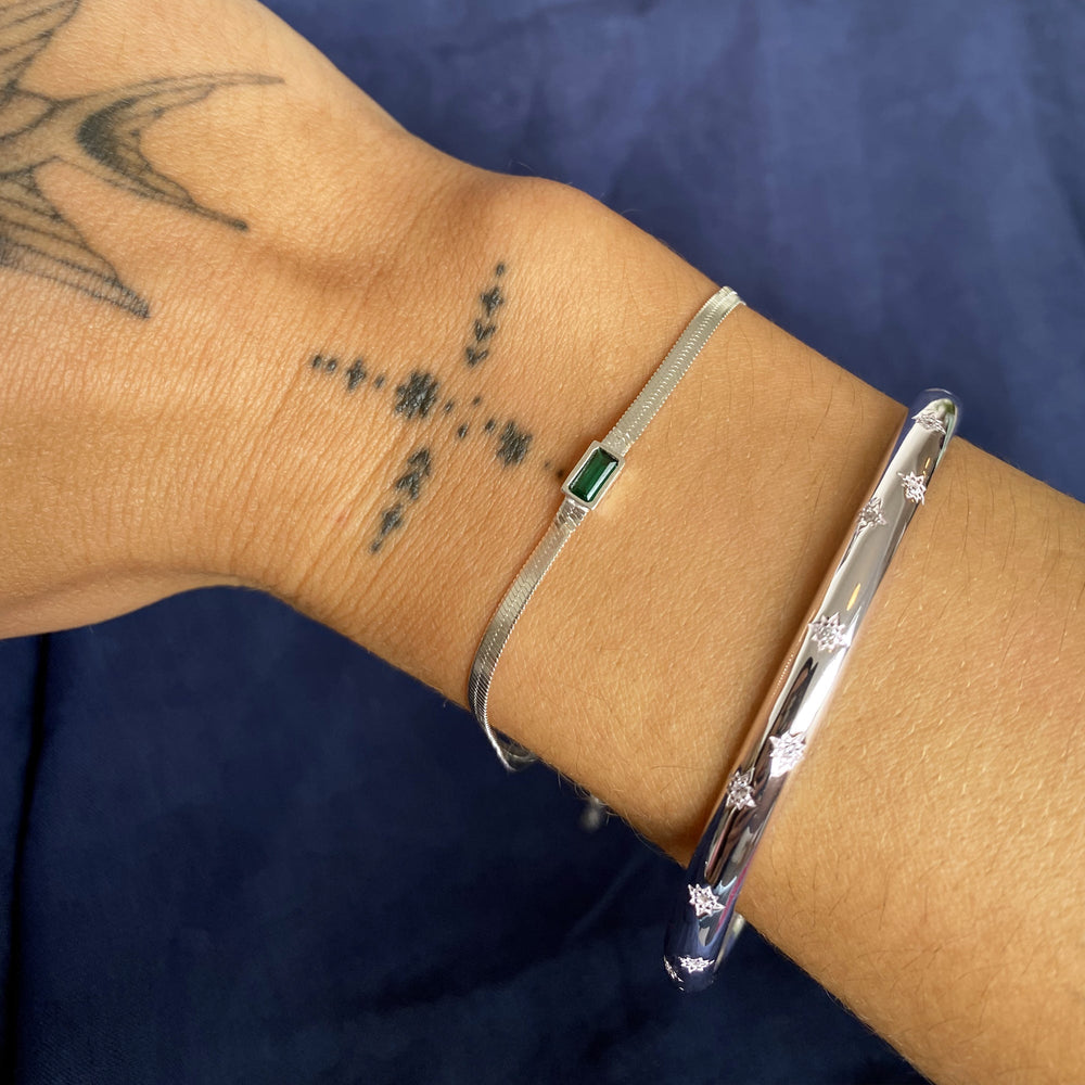 silver emerald bracelet - seolgold