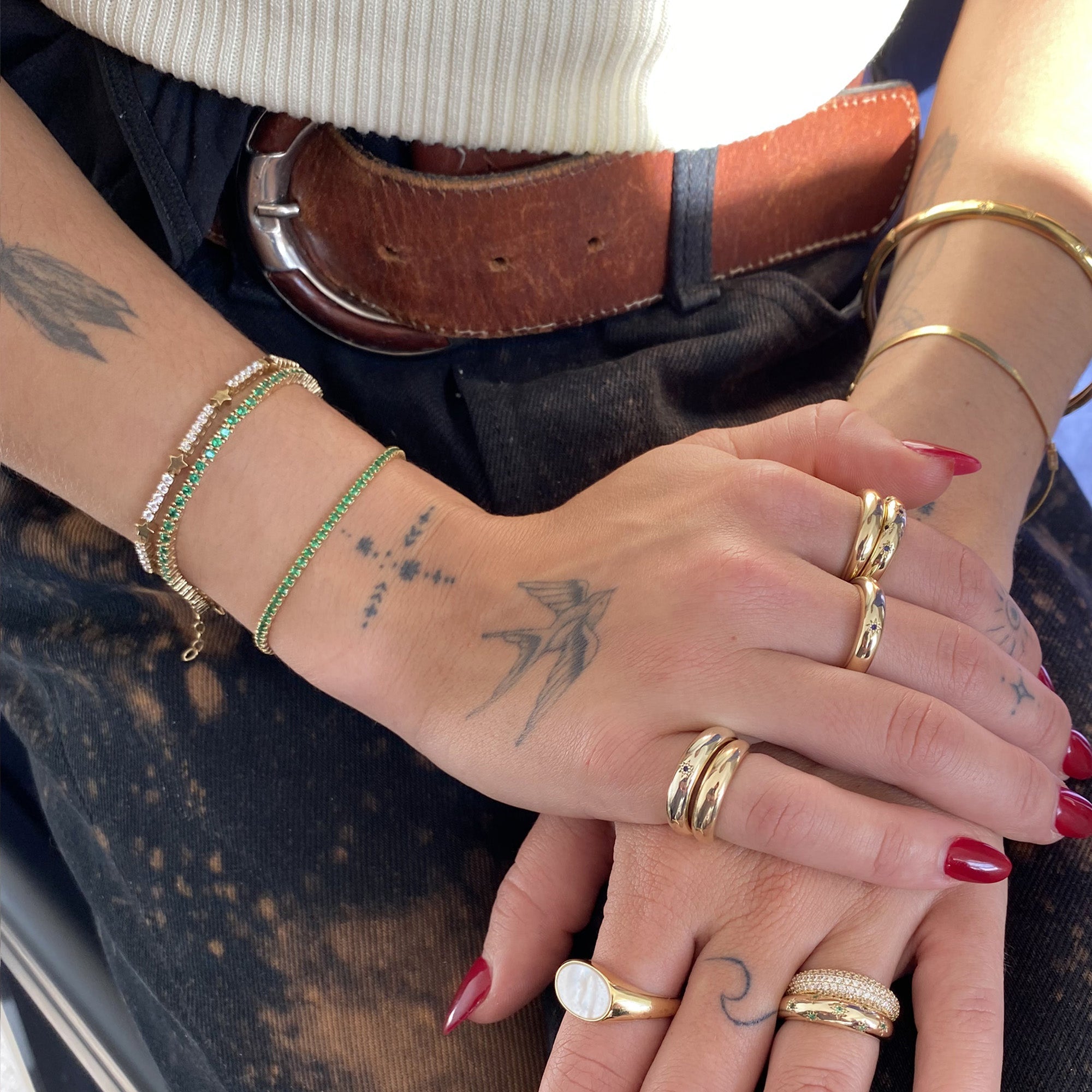 Seol Gold - Emerald CZ Tennis Bracelet