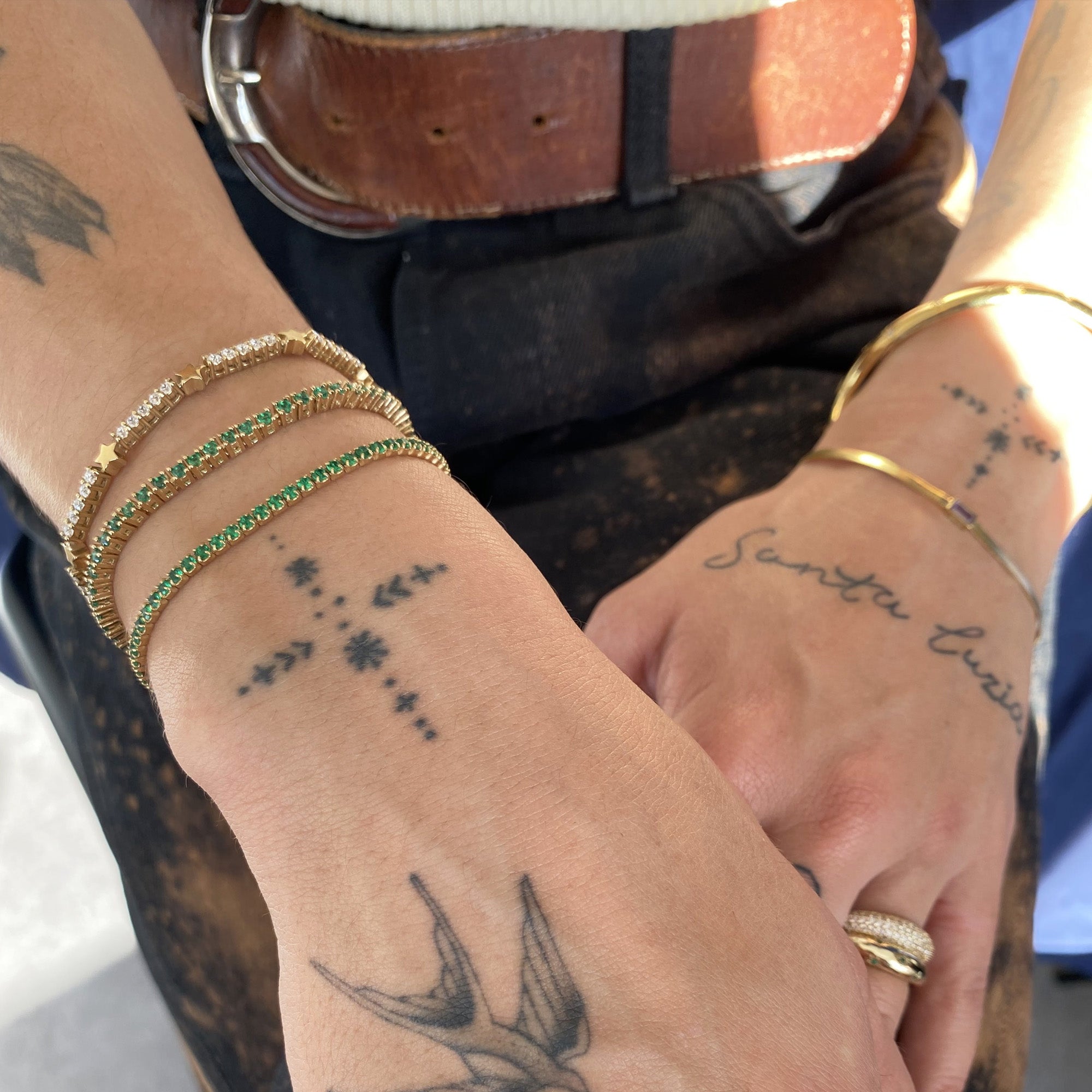 Seol Gold - Emerald CZ Tennis Bracelet