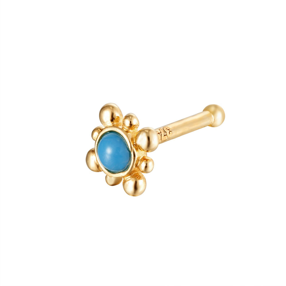 9ct Solid Gold Turquoise Nose Pin
