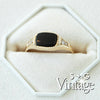 Gold ring with a black stone in a hexagonal white box, featuring 'S + G Vintage' branding - seolgold