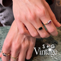 vintage ruby and cz cocktail ring - seolgold
