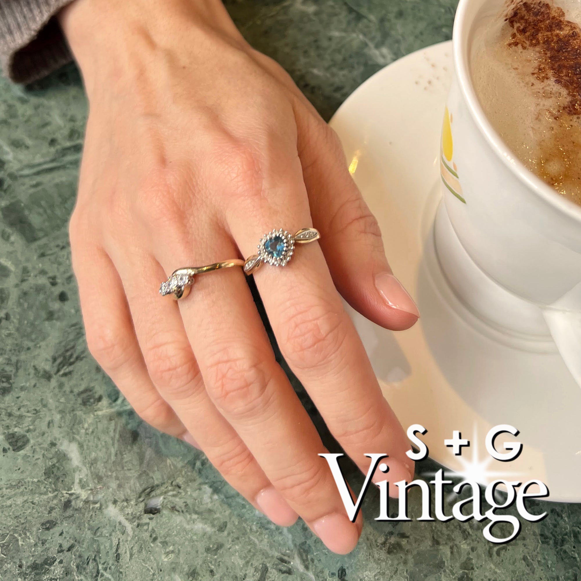 Vintage 9ct Solid Gold Diamond Topaz Heart Ring  seolgold