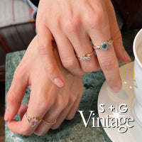 Vintage 9ct Solid Gold Triple CZ Solitaire Ring - seolgold