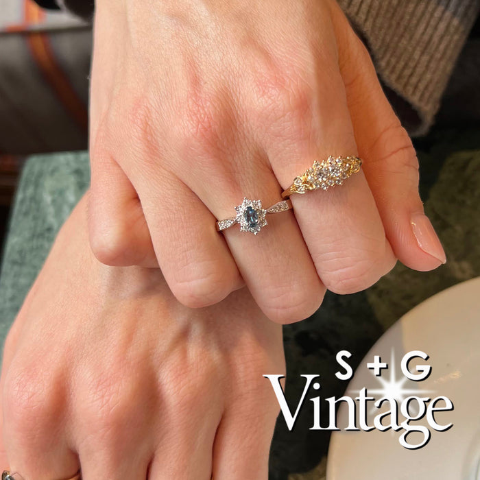 Vintage 9ct Solid Gold Diamond Topaz Ring - seolgold