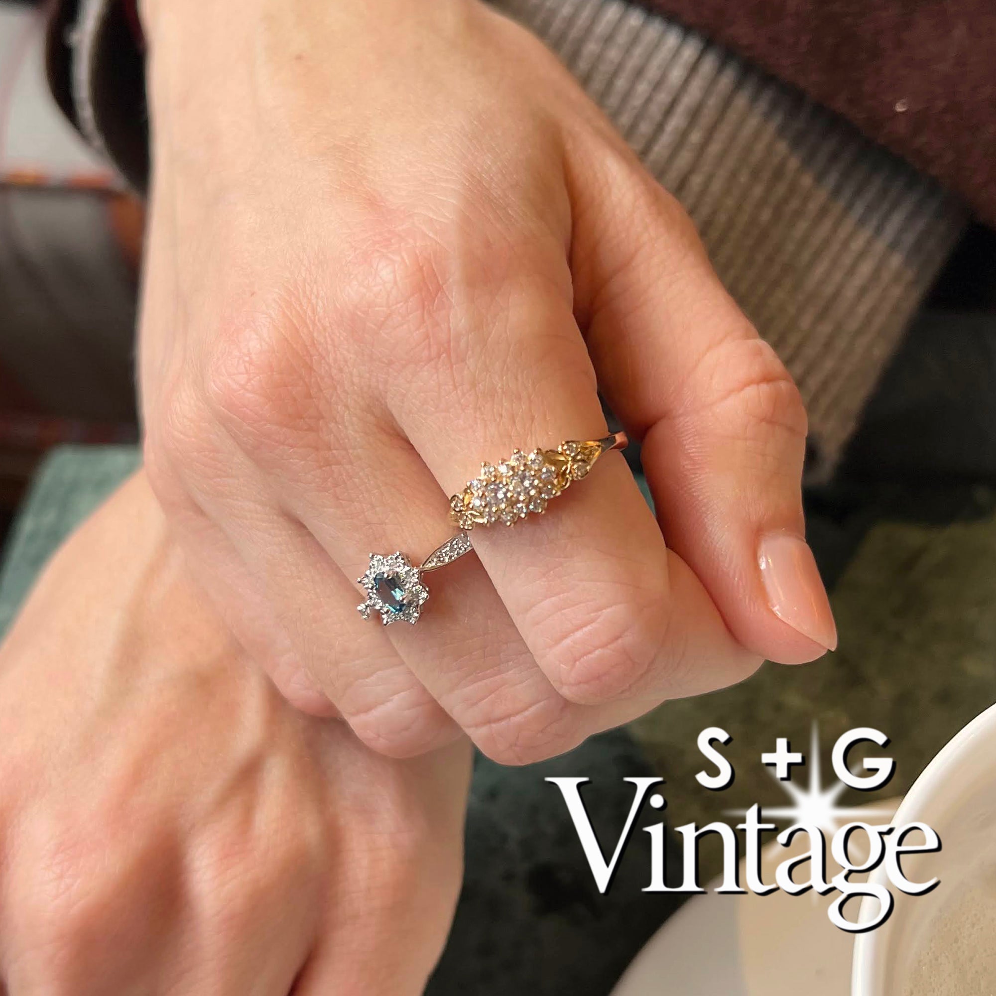 Vintage 9ct Solid Gold Diamond Topaz Ring - seolgold