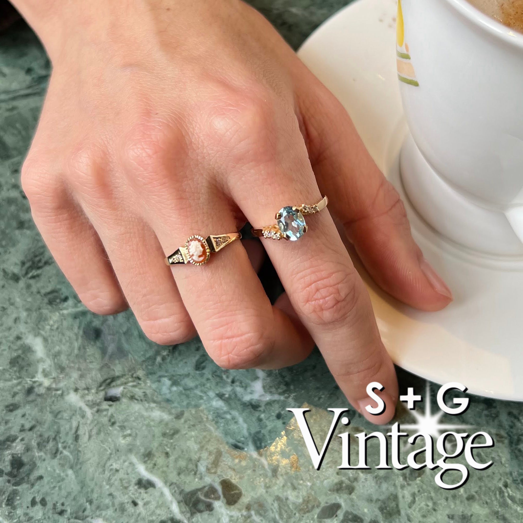 vintage 9ct solid gold cameo ring - seolgold