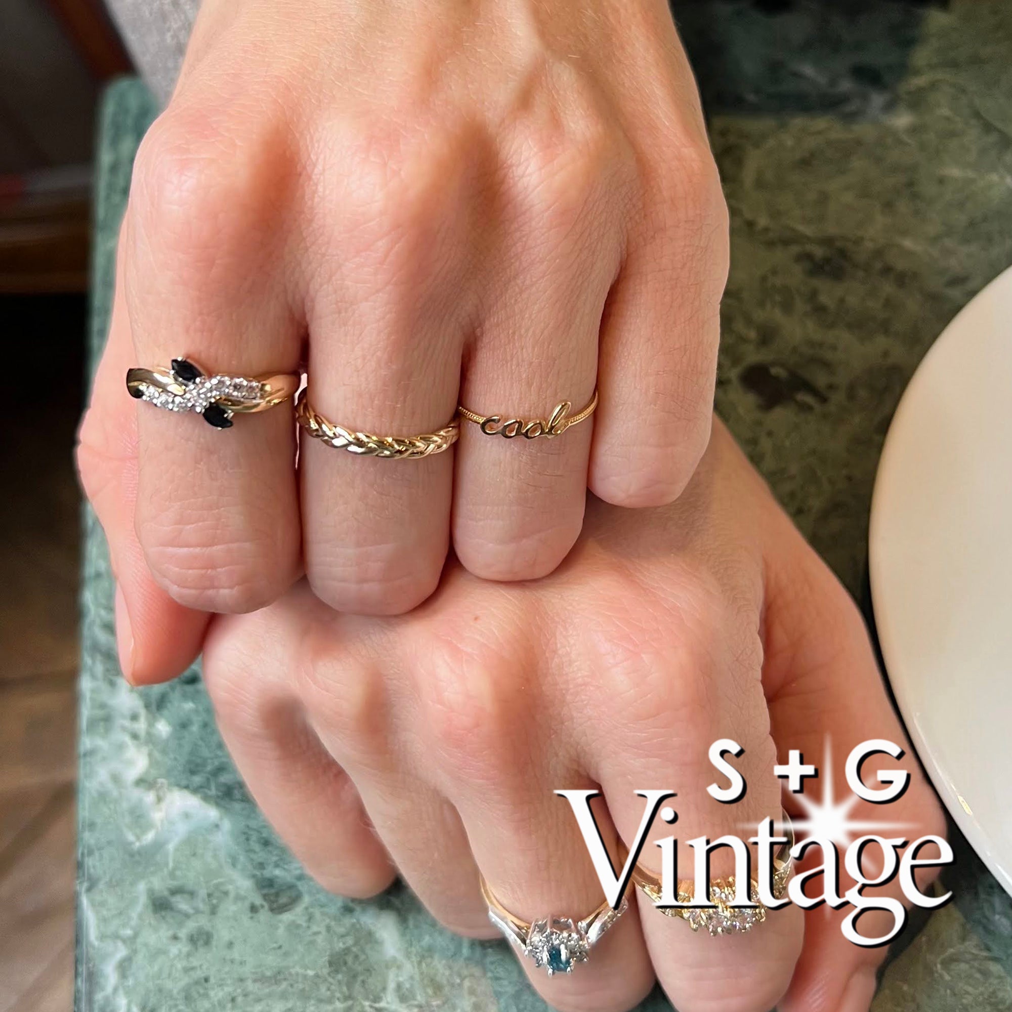 9ct Solid Gold with 9ct Solid White Gold detail sapphire diamond ring - seolgold 