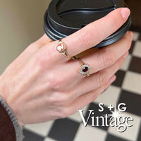 Vintage 9ct Solid Gold Garnet CZ Ring - seolgold